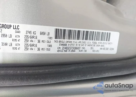 2012 Dodge Grand Caravan Sxt from USA, damaged, VIN 2C4RDGCG7CR386097